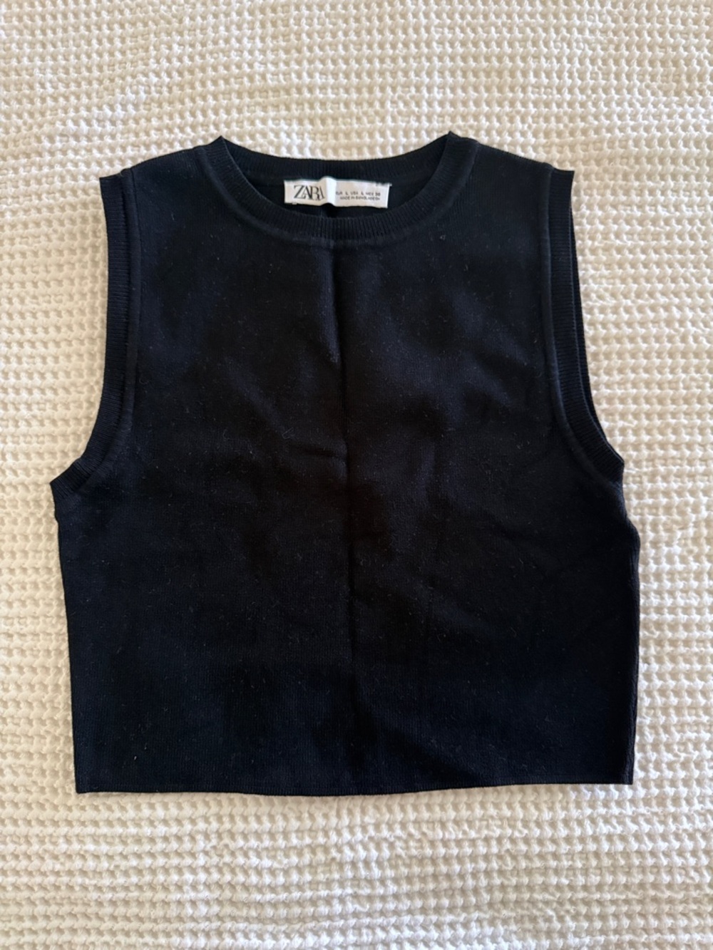 Zara Black Ribbed Sleeveless Crop Top